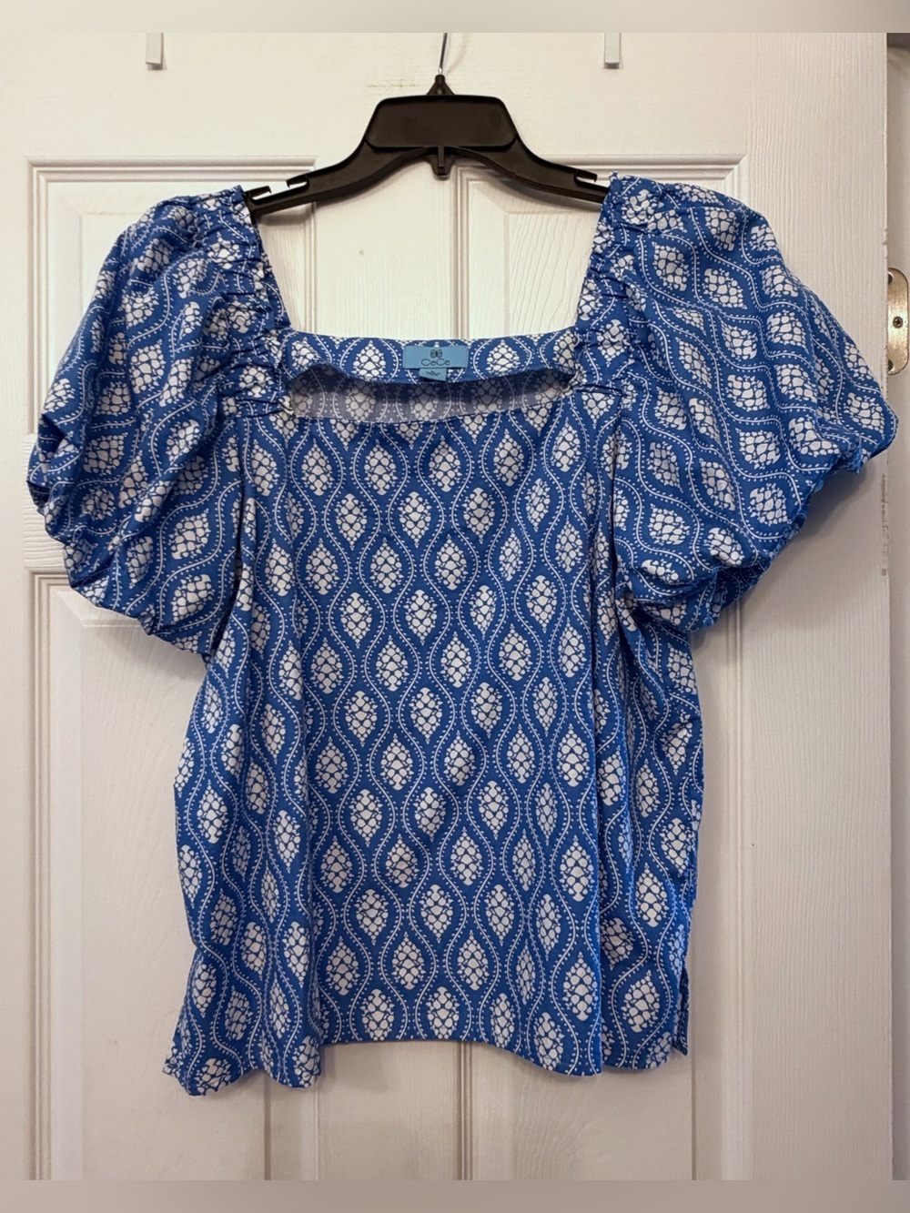 CeCe Blue Puff-Sleeve Women's Top